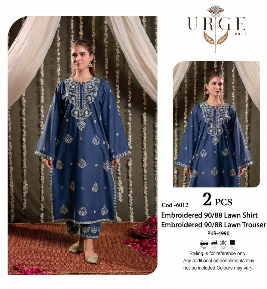EMBROIDERED 2 PIECE LAWN 6012