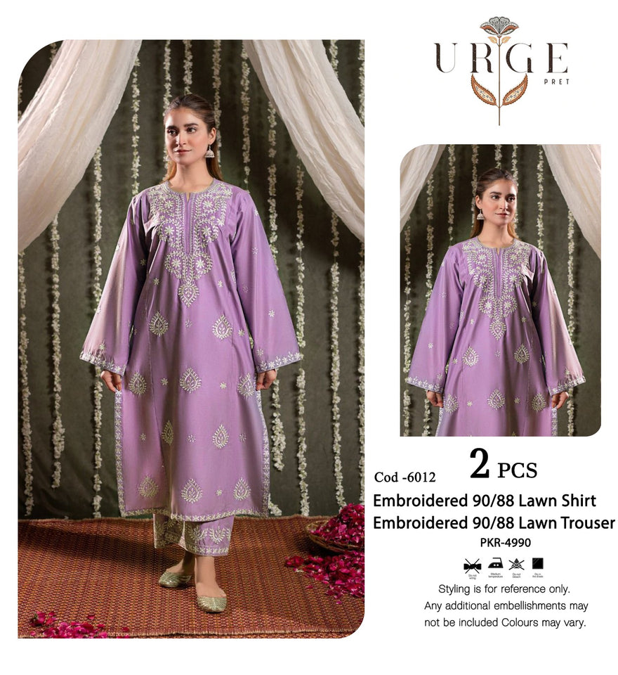 EMBROIDERED 2 PIECE LAWN 6012